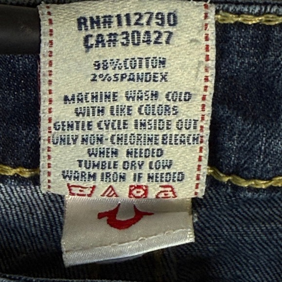 True Religion Section Straight Jeans Womens 28 Dark Wash Sequin Flap Pocket USA - Picture 8 of 14